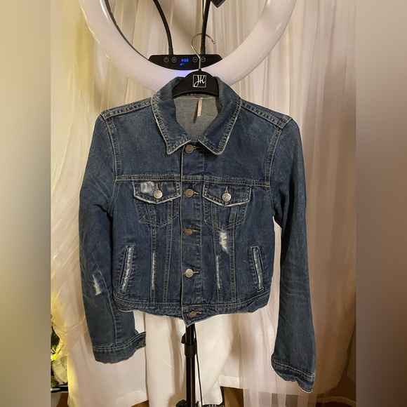 Free People Jackets & Blazers - Free People Distressed Blue Jean Jacket